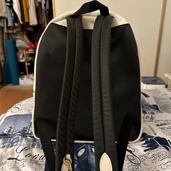 COACH Medium Charlie Leather Backpack in Gold/White - Picture 7 of 9